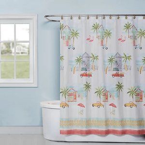 nwot SKL-brand Home By The Surf 70x72-inch Shower Curtain .. Seaside Beach Theme